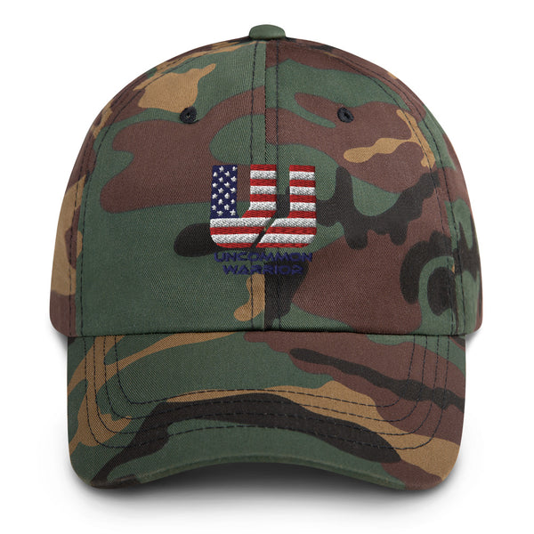 Embroidered Camo Hat - Uncommon Warrior (Flag)