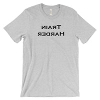 T-shirt with mirror image motivational text - Train Harder